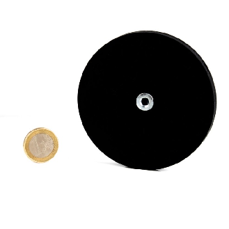Plot magnétique antiglisse à trou taraudé - Diamètre 88mm - Puissance 42kg - Filetage M6-Lire la description