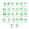 Letra magnética verde sobre fondo blanco - Altura 5cm
