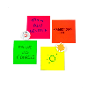 Sortiment von 5 neonfarbenen magnetischen Memos
