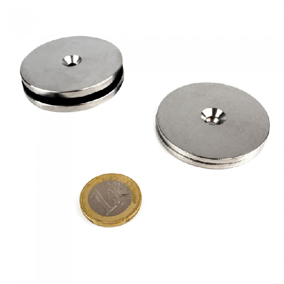 Kit de fijación magnética atornillable - 2 imanes y 2 contrapartidas de 50 mm de diámetro-Leer más