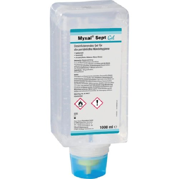 Désinfection des mains Gel Sept Myxal, 1000 ml variofl.-Beschreibung lesen