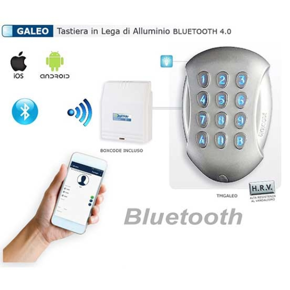 Bluetooth clavier rétro-éclairé antivandal Zamak Contrôle d'accès avec unité de commande électronique séparée étanche IP64 Galeobt-Lire la description