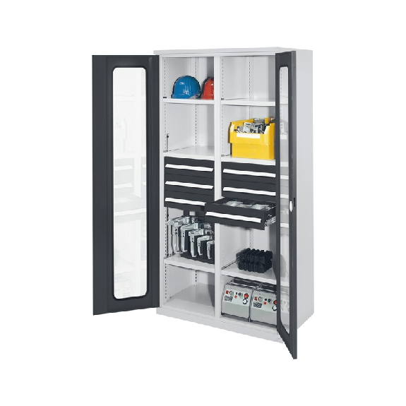 Armario para cargas pesadas con puertas de metal macizo y ventilación, capacidad de carga total de 1650 kg Armario para cargas pesadas con puertas de metal macizo y ventilación, capacidad de carga total de 1650 kg-Leer más