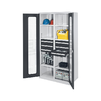 Armario para cargas pesadas con puertas de metal macizo y ventilación, capacidad de carga total de 1650 kg-Leer más