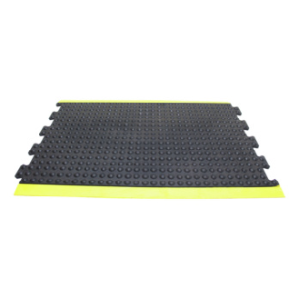 Estera puesto trabajo pieza mitad LxAnxAlt 900x600x14 mm, caucho negro/amarillo-Leer más
