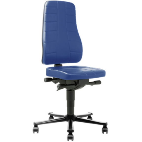 Sedia girevole con ruote e rivestimento in similpelle blu-Leggi tutto