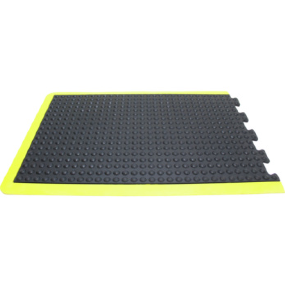 Estera puesto trabajo pieza final LxAnxAlt 900x600x14 mm, caucho negro/amarillo-Leer más