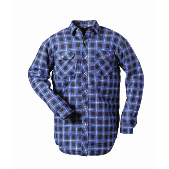 Hinnoy, chemise thermique, coton, 1/1 bras, flanelle de pression, damier bleu, gr.m-Leggi tutto