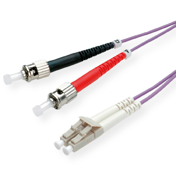 ROLINE Câble FO 50/125µm, LC/ST, OM4, violet, 1 m-Lire la description