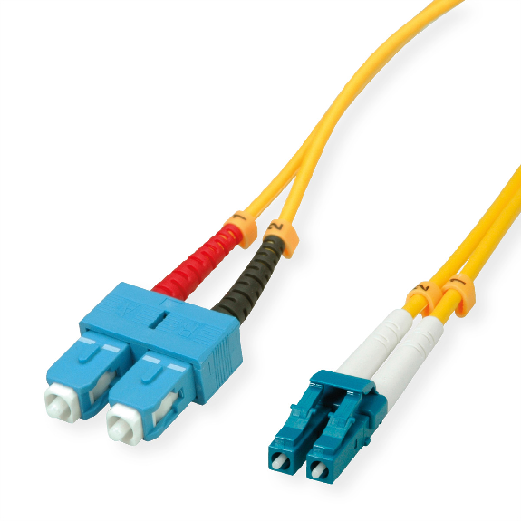 ROLINE Câble Patch FO duplex OS2, 9/125µm LC/SC, jaune, 0,5 m-Lire la description