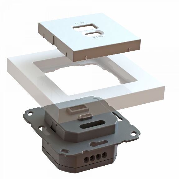 USB-A/C Unterputz-Lader Kombi, Power Delivery (PD), 45 W und 15 W-Beschreibung lesen