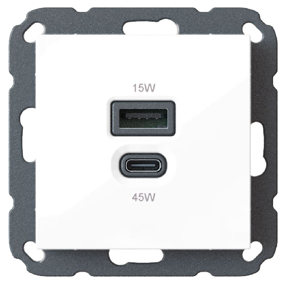 USB-A / C Floor-Plaster Loader Kombi, livraison de puissance (PD), 45 W et 15 W-Leggi tutto