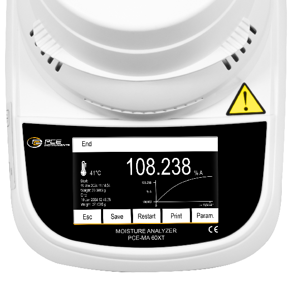 Feuchtebestimmer PCE-MA 60XT bis 160 °C-Beschreibung lesen