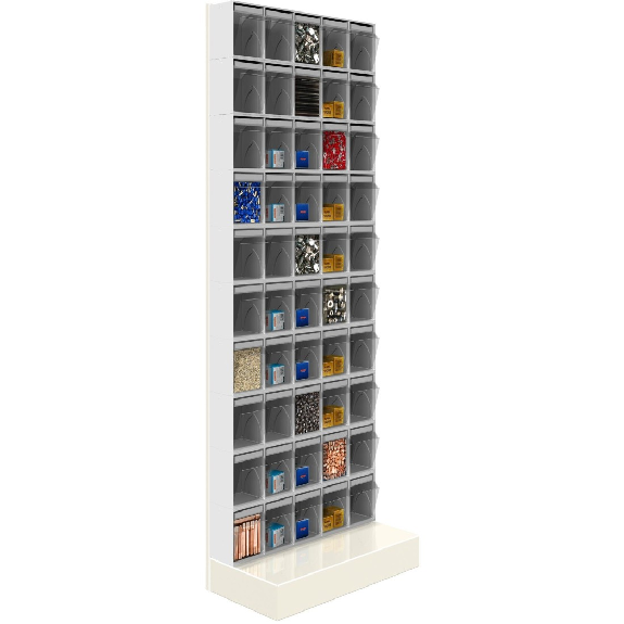 Unità scaffale a cassetti inclinati trasparenti con 50 cassetti per lo stoccaggio di piccoli pezzi Unità scaffale a cassetti inclinati trasparenti con 50 cassetti per lo stoccaggio di piccoli pezzi-Leggi tutto