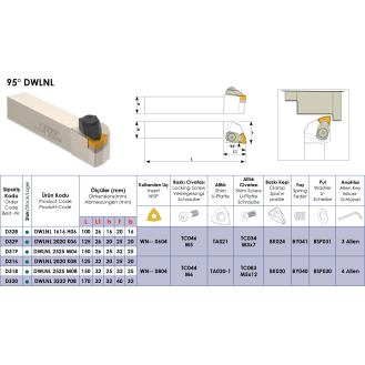 Klemmhalter DWLNL 3232 P08 ohne Innenkühlung für WN-- 0804 Wendeplatten-Beschreibung lesen