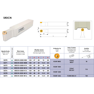 Klemmhalter SRDCN 2525 M08 ohne Innenkühlung für RCMT 0803 Wendeplatten-Beschreibung lesen