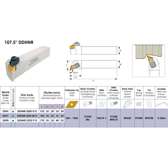 Klemmhalter DDHNR 3232 P15 ohne Innenkühlung für DN-- 1506 Wendeplatten-Beschreibung lesen