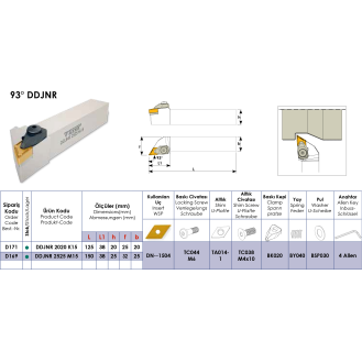 Klemmhalter DDJNR 2525 M15 ohne Innenkühlung für DN-- 1504 Wendeplatten-Beschreibung lesen