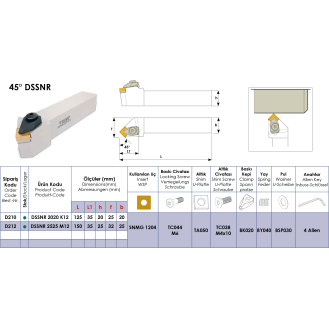 Klemmhalter DSSNR 3232 P12 ohne Innenkühlung für SNMG 1204 Wendeplatten-Beschreibung lesen
