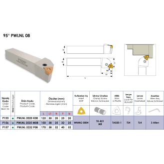 Klemmhalter PWLNL 3232 P08 ohne Innenkühlung für WNMG 0804 Wendeplatten-Beschreibung lesen
