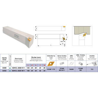 Klemmhalter SDHCL 2020 K11 ohne Innenkühlung für DCMT 11T3 Wendeplatten-Beschreibung lesen