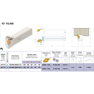 Klemmhalter PDJNR 2020 K15 mit Innenkühlung für DNMG 1506 Wendeplatten-Beschreibung lesen