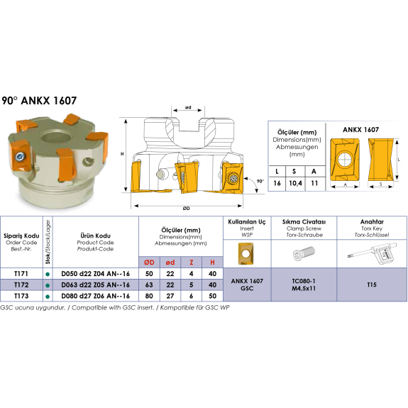 Eckmesserkopf für ANKX 1607 Wendeplatten Durchmesser 50mm-Beschreibung lesen