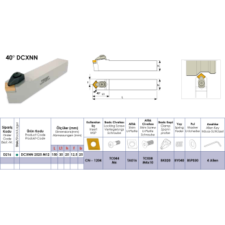 Klemmhalter DCXNN 2525 M12 ohne Innenkühlung für CN-- 1204 Wendeplatten-Beschreibung lesen