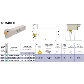 Klemmhalter PWLNR 2525 M08 ohne Innenkühlung für WNMG 0804 Wendeplatten-Beschreibung lesen