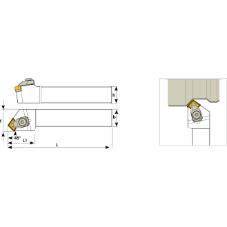 Klemmhalter DCSNR 2525 M12 ohne Innenkühlung für CN-- 1204 Wendeplatten-Beschreibung lesen