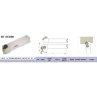 Klemmhalter DCSNR 2525 M12 ohne Innenkühlung für CN-- 1204 Wendeplatten-Beschreibung lesen