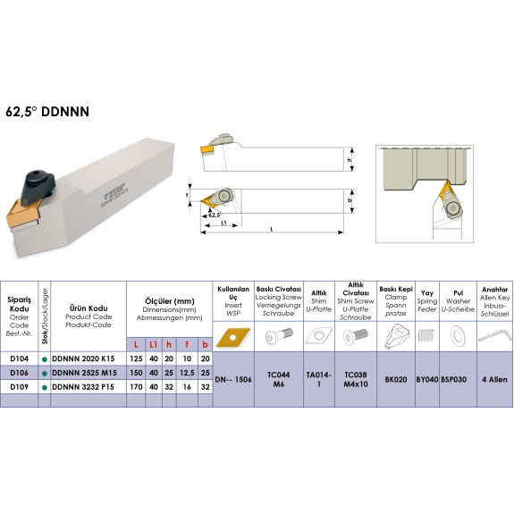 Klemmhalter DDNNN 3232 P15 ohne Innenkühlung für DN-- 1506 Wendeplatten-Beschreibung lesen