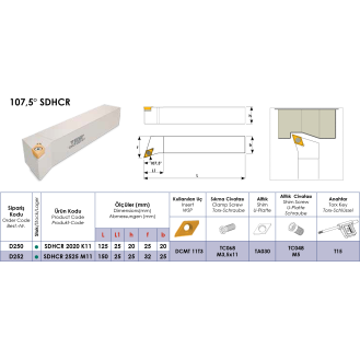 Klemmhalter SDHCR 2020 K11 ohne Innenkühlung für DCMT 11T3 Wendeplatten-Beschreibung lesen