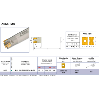Schaftfräser für ANKX 1205 Wendeplatten Durchmesser 32mm-Beschreibung lesen