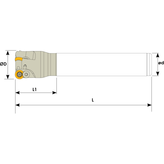 Schaftfräser für RDMT 1003 Wendeplatten Durchmesser 25mm und Länge 150mm-Beschreibung lesen