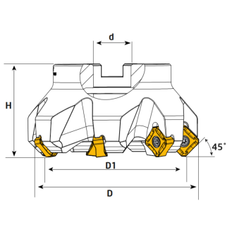 Eckmesserkopf für SNKX 1606 und ONHX 0606 Wendeplatten Durchmesser 100mm-Beschreibung lesen