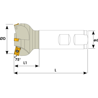Schaftfräser für F75° APXT 1003 Wendeplatten Durchmesser 45mm-Beschreibung lesen