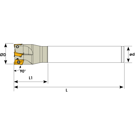 Schaftfräser für ADMT 1606 Wendeplatten Durchmesser 26mm und Länge 150mm-Beschreibung lesen