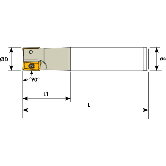 Schaftfräser für R390-11T3 Wendeplatten Durchmesser 16mm und Länge 150mm-Beschreibung lesen