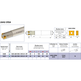Schaftfräser für LNHU 0904 Wendeplatten Durchmesser 32mm-Beschreibung lesen