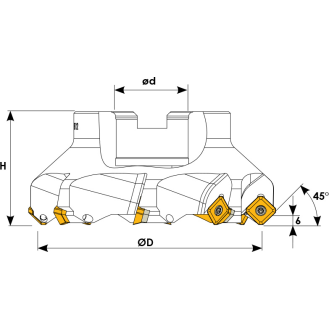 Eckmesserkopf mit U-Platte für SEET 12T3 R245 Wendeplatten Durchmesser 63mm und 5 Schneiden-Beschreibung lesen