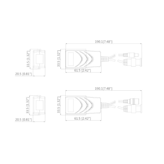 Dahua - PFM802 - Balun, - Passiv 1 Kanal Balun - Videosignalübertragung und Spannungsübertragung über CAT Kabel - Unter-Beschreibung lesen