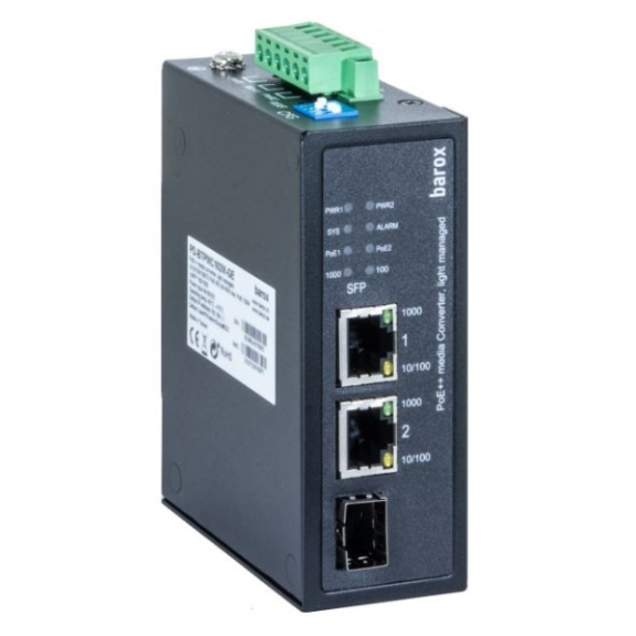 barox PD-BTPMC102M-GE, Medienkonverter mit Management für DIN-Schiene 2x10/100/1000TX, RJ45 1x100/1000FX 1 SFP 2xPoE, p barox PD-BTPMC102M-GE, Medienkonverter mit Management für DIN-Schiene 2x10/100/1000TX, RJ45 1x100/1000FX 1 SFP 2xPoE, p-Beschreibung lesen