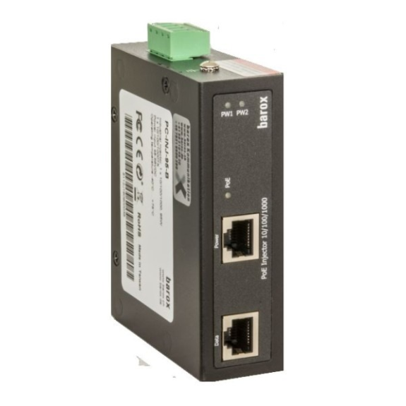 barox PC-INJ-95-BT, PoE-Injektor für Hutschinenmontage, erweiterter Temperaturbereich, PoE++ 90W, 2x10/100/1000TX, 1xPo barox PC-INJ-95-BT, PoE-Injektor für Hutschinenmontage, erweiterter Temperaturbereich, PoE++ 90W, 2x10/100/1000TX, 1xPo-Beschreibung lesen