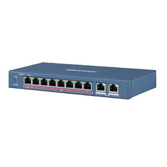 HIKVision DS-3E1310HP-EI, L2, Smart Managed, 8 10/100M RJ45 PoE ports, 2 Gigabit RJ45 port, 802.3af/at/bt, PoE power bu-Leggi tutto