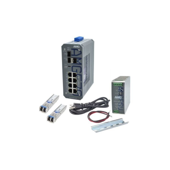 Industrieller 11 Port Managed PoE Switch Kit AMG570-4GBT-4G-3S-P360-KS1-Beschreibung lesen
