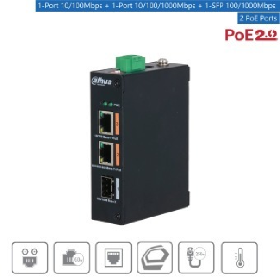 Dahua - PFS3103-1GT1ET-60 - Switch - 2 Hi-PoE - 1 SFP, - 3 Port Switch - 1x PoE Port 1x 10/100 Mbps - 1x PoE Port 10/10 Dahua - PFS3103-1GT1ET-60 - Switch - 2 Hi-PoE - 1 SFP, - 3 Port Switch - 1x PoE Port 1x 10/100 Mbps - 1x PoE Port 10/10-Beschreibung lesen