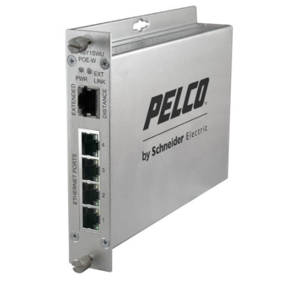 Pelco EC-4BY1SWUPOE-W, EthernetConnect 4-Port Self Managed PoE Switch 30 Watts Per Port with Extended Cat5 Uplink Wall-Leer más