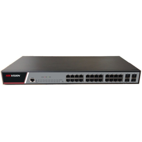 HIKVision DS-3E2528(B), L2, Full managed, 24 Gigabit RJ45 ports, 4 Gigabit SFP ports, VLAN, RSTP, IGMP, QoS, ERPS-Leer más