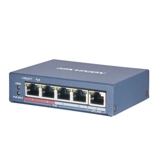 DS-3E0105P-E(B), PoE Switch, L2, Unmanaged, 4 100M PoE port, 1 100M uplink port, 802.3af/at, PoE power budget-Beschreibung lesen
